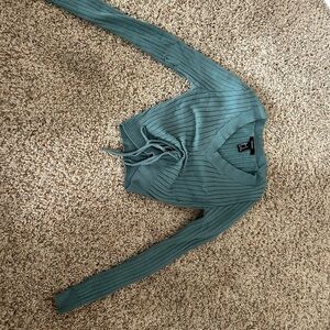Teal Ribbed Knit Sweater